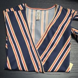 PerSeption Concept Navy Striped Sleeveless Wrap Top, Nwt